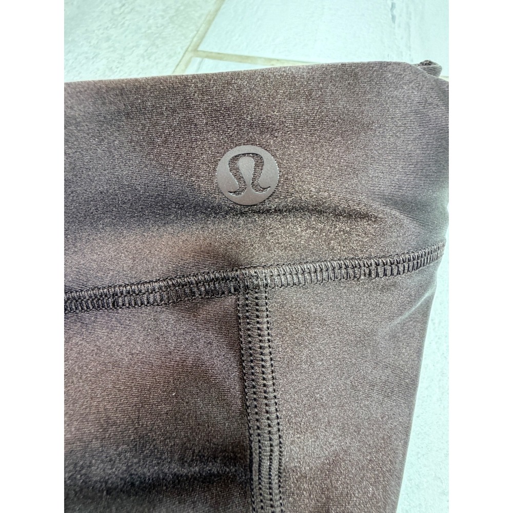 Lululemon Espresso Brown Metallic High Rise Leggings Size 2 LW5GKAS.0